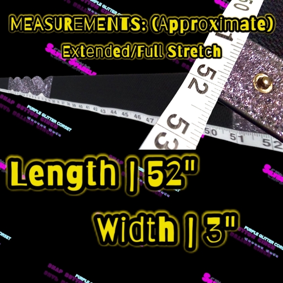 Glitter Poppin Purple Glimmer Stretchy Silver Shimmer Snap Button Cinch Belt | L - Picture 5 of 17